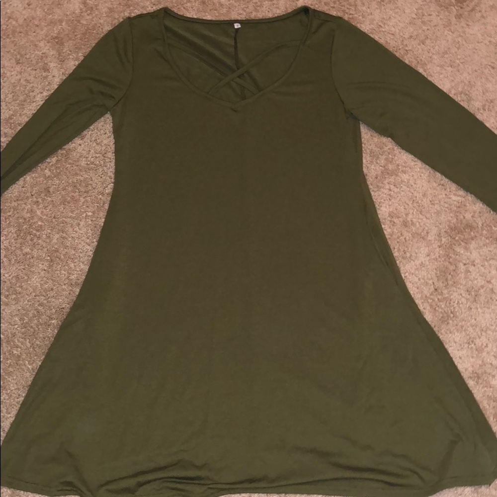Army Green Long Sleeve Dress